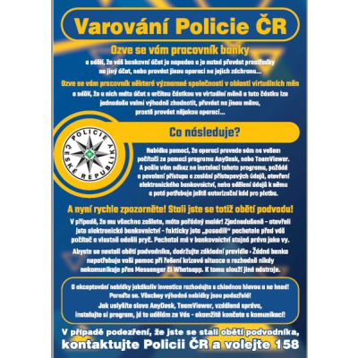 Varování Policie ČR před podvody